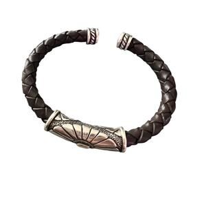 Waldeck Johnson WJ 925 Sterling Silver & Braided Leather Bracelet